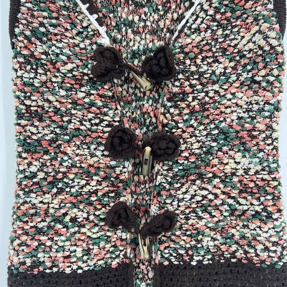 Sofia Camica Crocheted Sweater Vest Toggle & Flower Closure Multicolor S/M - Picture 4 of 12